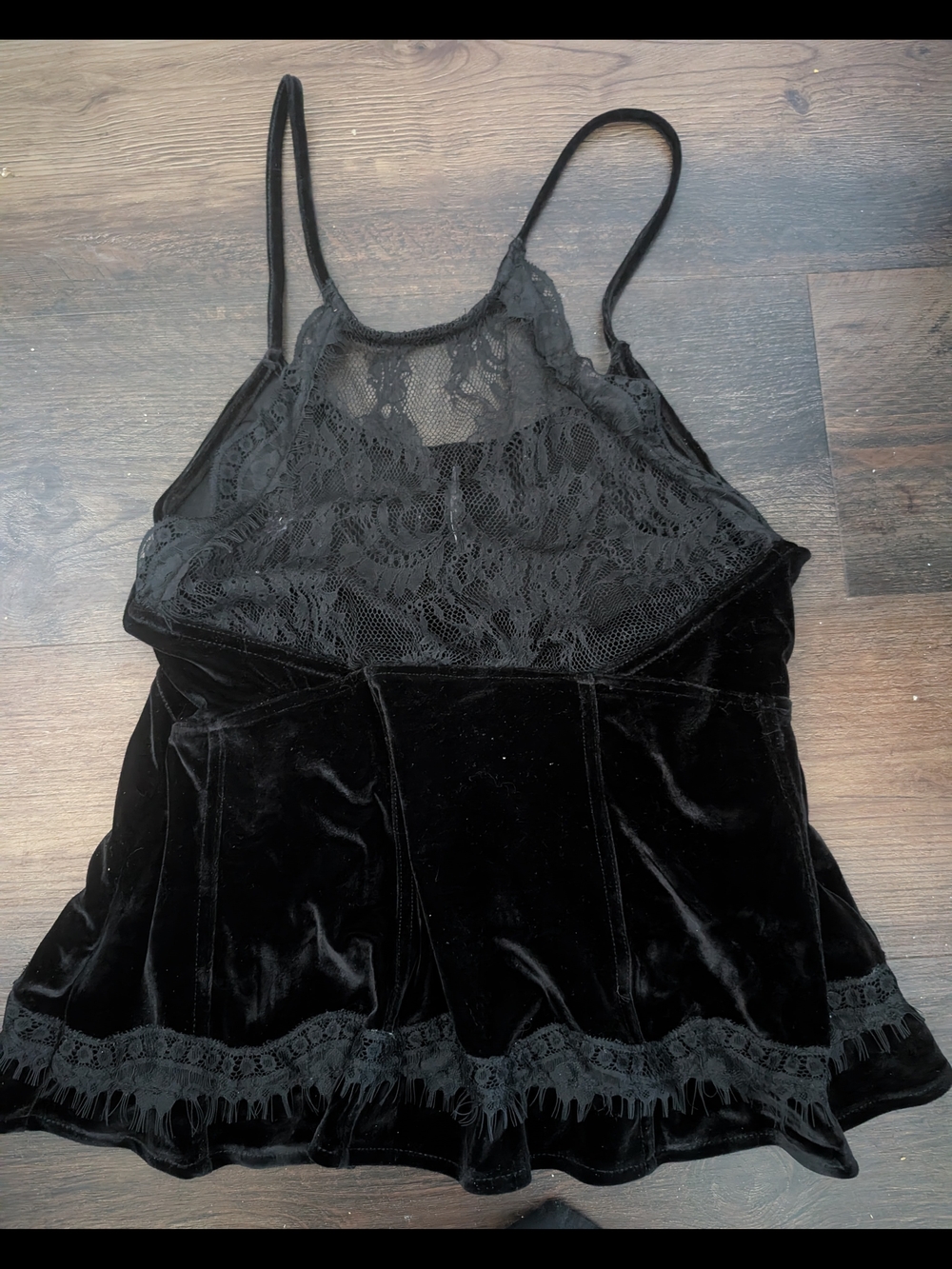 Black Velvet Free People Lace Trim Cami Top Ellie Medium (xs)